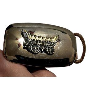 Western Stagecoach Belt & Buckle Sz 29 Justin Leather Nickel Silver Buckle Women